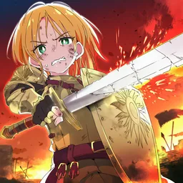 戦場に出た女性聖騎士