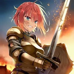 戦場に出た女性聖騎士