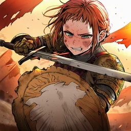 戦場に出た女性聖騎士