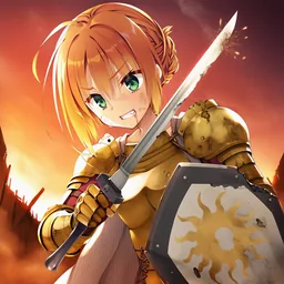 戦場に出た女性聖騎士