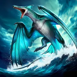 海上より飛び立つ翼竜