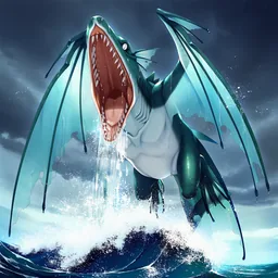 海上より飛び立つ翼竜