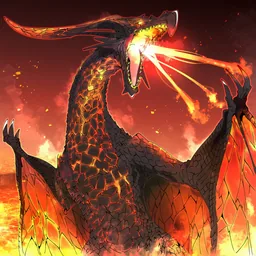 火山から飛び出す飛竜