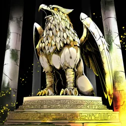 獅子鷹魔獣の石像